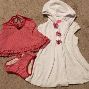 Adorable red & white Tankini & Coverup